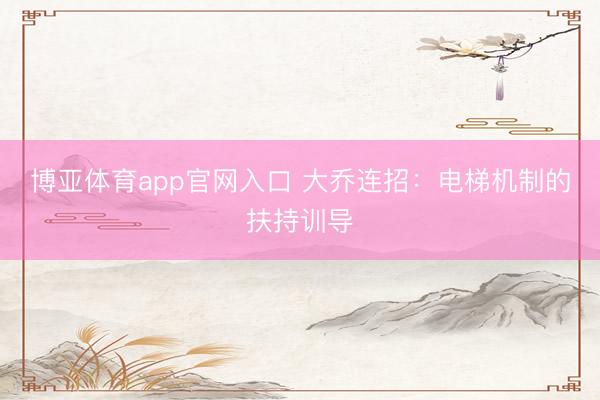 博亚体育app官网入口 大乔连招：电梯机制的扶持训导