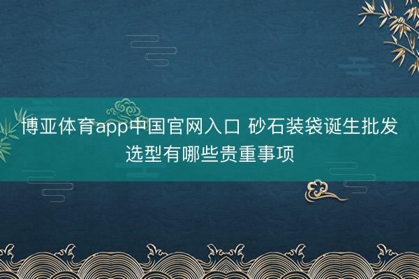 博亚体育app中国官网入口 砂石装袋诞生批发选型有哪些贵重事项