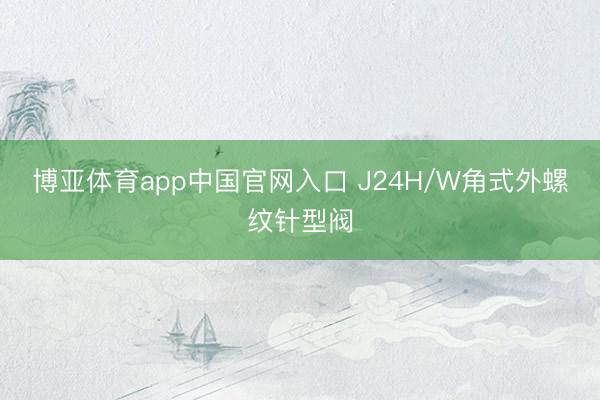 博亚体育app中国官网入口 J24H/W角式外螺纹针型阀