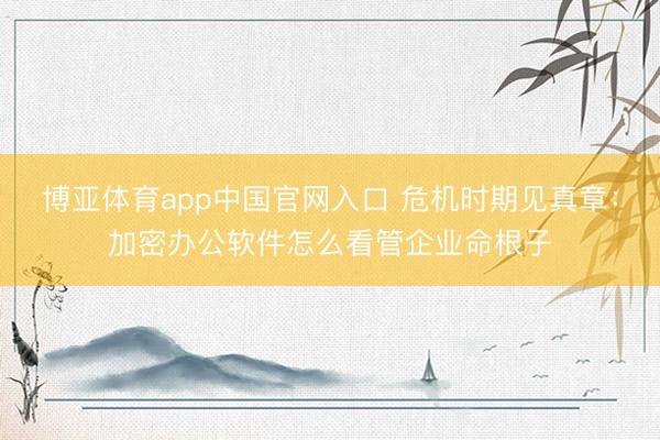 博亚体育app中国官网入口 危机时期见真章：加密办公软件怎么看管企业命根子