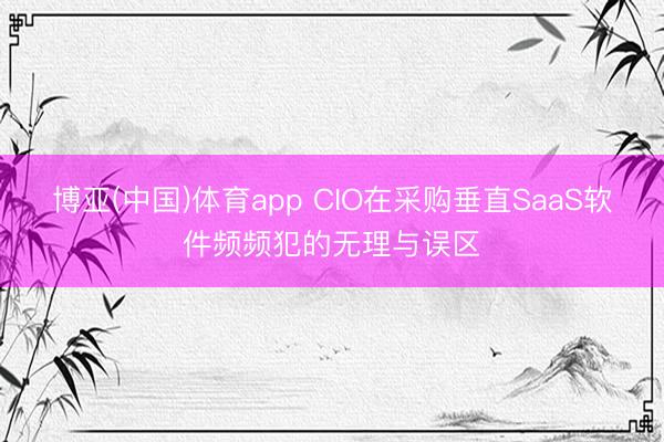 博亚(中国)体育app CIO在采购垂直SaaS软件频频犯的无理与误区