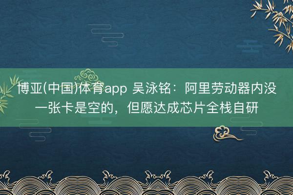 博亚(中国)体育app 吴泳铭：阿里劳动器内没一张卡是空的，但愿达成芯片全栈自研