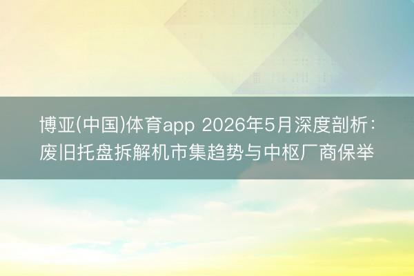 博亚(中国)体育app 2026年5月深度剖析：废旧托盘拆解机市集趋势与中枢厂商保举