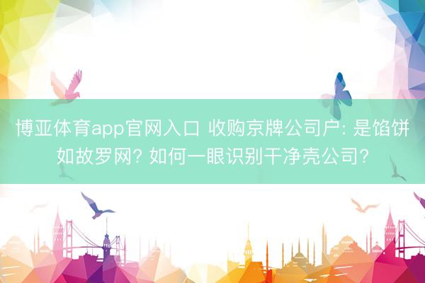 博亚体育app官网入口 收购京牌公司户: 是馅饼如故罗网? 如何一眼识别干净壳公司?