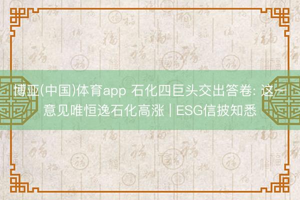博亚(中国)体育app 石化四巨头交出答卷: 这一意见唯恒逸石化高涨 | ESG信披知悉