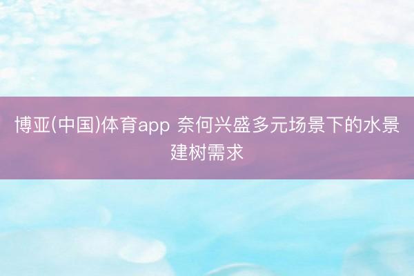 博亚(中国)体育app 奈何兴盛多元场景下的水景建树需求