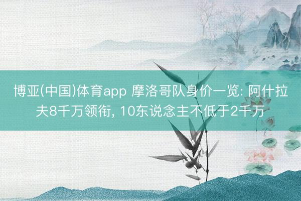 博亚(中国)体育app 摩洛哥队身价一览: 阿什拉夫8千万领衔， 10东说念主不低于2千万