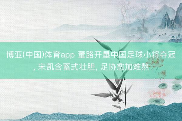 博亚(中国)体育app 董路开垦中国足球小将夺冠， 宋凯含蓄式壮胆， 足协愈加难熬
