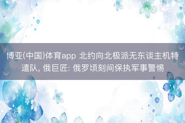 博亚(中国)体育app 北约向北极派无东谈主机特遣队， 俄巨匠: 俄罗顷刻间保执军事警惕
