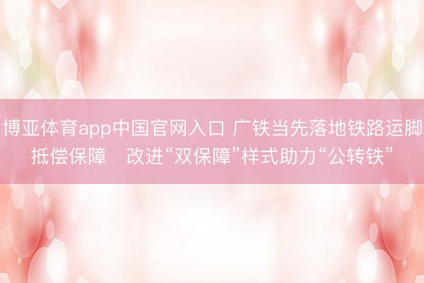 博亚体育app中国官网入口 广铁当先落地铁路运脚抵偿保障   改进“双保障”样式助力“公转铁”