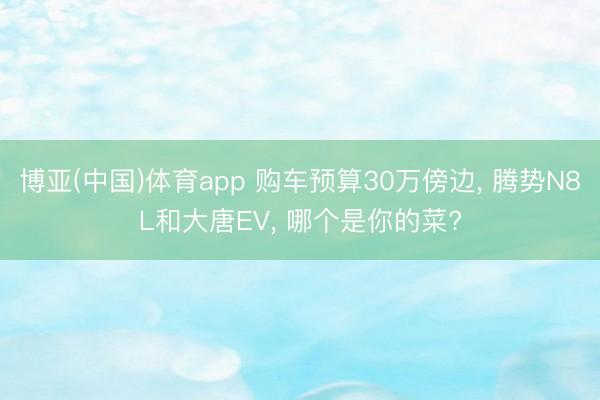 博亚(中国)体育app 购车预算30万傍边， 腾势N8L和大唐EV， 哪个是你的菜?